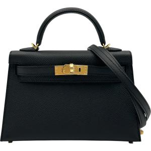 エルメス HERMES ミニケリー2 G刻 ブラック ゴールド金具 エプソン ショルダーバッグ レディース 中古