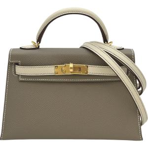 エルメス HERMES ミニケリー2 W刻 エトゥープ・クレ ゴールド金具 エプソン ショルダーバッグ レディース 中古