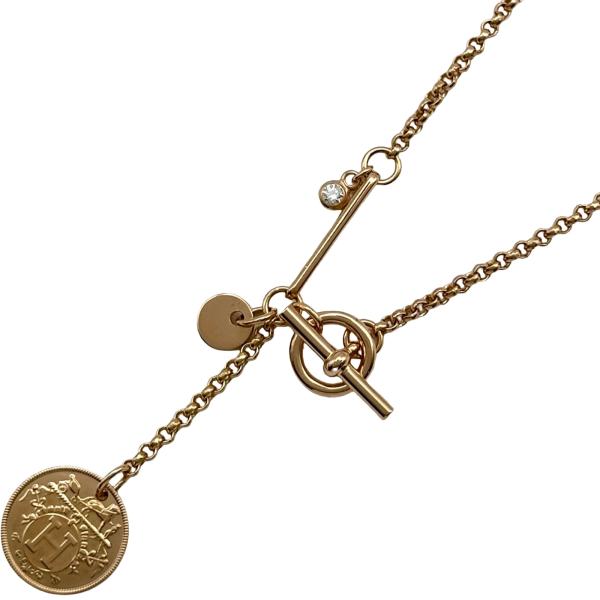 エルメス HERMES エクスリブリスネックレス ピンクゴールド Au750 ダイヤモンド ジュエリ...
