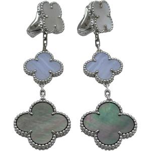 ヴァンクリーフ＆アーペル Van Cleef & Arpels マジックアルハンブラピアス ホワイトゴールド Au750 マザーオブパール ジュエリー 中古