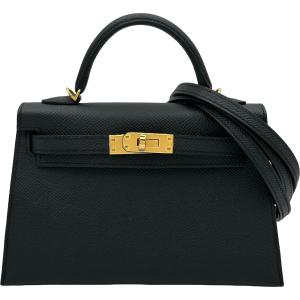エルメス HERMES ミニケリー2 外縫い G刻 ブラック ゴールド金具 エプソン ショルダーバッグ レディース 中古