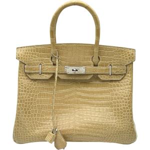 エルメス HERMES バーキン30 □D刻印 プシエール シルバー金具 ポロサスセリエ ハンドバッグ レディース 中古