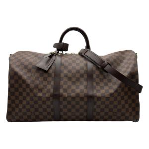 ルイ・ヴィトン LOUIS VUITTON キーポル・バンドリエール55 N41414 ブラウン ダミエ/レザー ボストンバッグ メンズ 中古