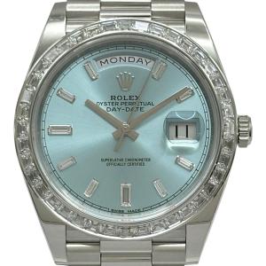 ロレックス ROLEX デイデイト40 228396TBR アイスブルー プラチナ 腕時計 メンズ 中古