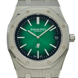 オーデマ・ピゲ AUDEMARS PIGUET ロイヤルオーク ジャンボ エクストラシン 16202PT.00.1240PT.01 グリーン プラチナ 腕時計 メンズ 中古