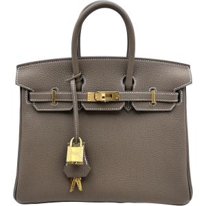 エルメス HERMES バーキン25 K刻印 エトゥープ ゴールド金具 トゴ ハンドバッグ レディース 中古