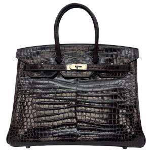 エルメス HERMES バーキン35 □K刻印 コカオン シルバー金具 ポロサスリセ ハンドバッグ レディース 中古