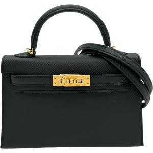 エルメス HERMES ミニケリー2 G刻印 ブラック ゴールド金具 エプソン ショルダーバッグ レディース 中古