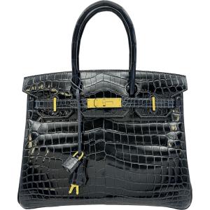 エルメス HERMES バーキン30 B刻印 ブルーマリン ゴールド金具 ニロティカス ハンドバッグ レディース 中古