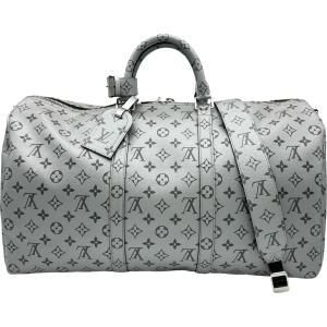 ルイ・ヴィトン LOUIS VUITTON キーポル・バンドリエール50 M43848 シルバー モノグラム・エクリプス ボストンバッグ メンズ 中古