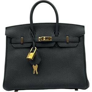 エルメス HERMES バーキン25 C刻印 ブラック ゴールド金具 トゴ ハンドバッグ レディース 中古
