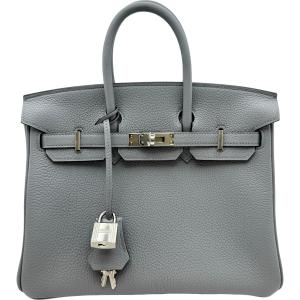 エルメス HERMES バーキン25 K刻印 ブルーグラシエ シルバー金具 トゴ ハンドバッグ レディース 中古