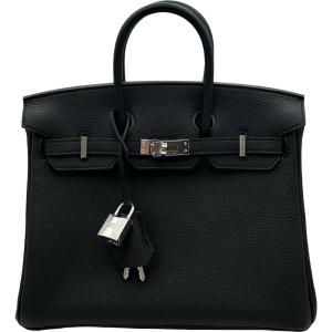 エルメス HERMES バーキン25 K刻印 ブラック シルバー金具 トゴ ハンドバッグ レディース 中古