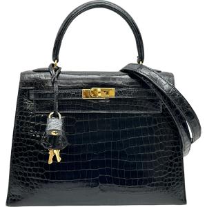 エルメス HERMES ケリー25 外縫い □B刻印 ブラック ゴールド金具 ポロサス ショルダーバッグ レディース 中古