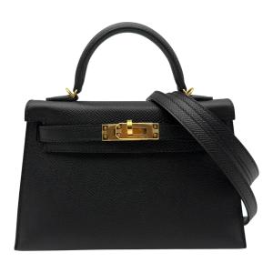 エルメス HERMES ミニケリー2 U刻 ブラック ゴールド金具 エプソン ショルダーバッグ レディース 中古
