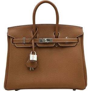 エルメス HERMES バーキン25 G刻印 ゴールド シルバー金具 トゴ ハンドバッグ レディース 中古