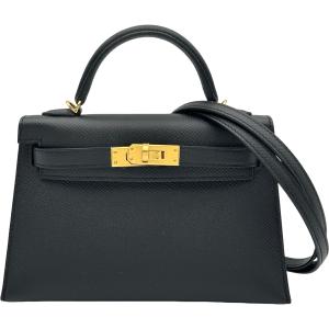 エルメス HERMES ミニケリー2 G刻印 ブラック ゴールド金具 エプソン ショルダーバッグ レディース 中古