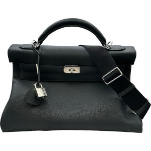 エルメス HERMES ケリー42 マキシ W刻印 ブラック シルバー金具 トゴ ショルダーバッグ メンズ 中古