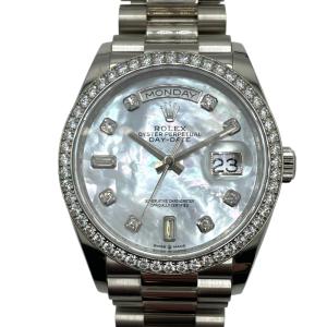 ロレックス ROLEX デイデイト36ホワイトシェル 128349RBR ホワイト ホワイトゴールド 腕時計 メンズ 中古