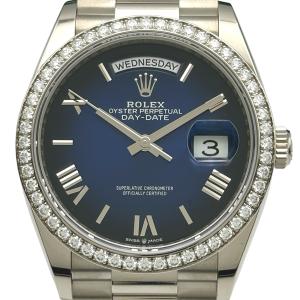ロレックス ROLEX デイデイト36 128349RBR ブルーオンブレ ホワイトゴールド 腕時計 メンズ 中古