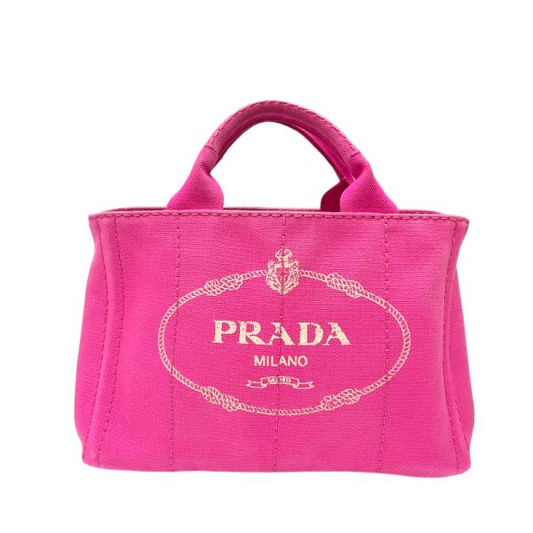 プラダ PRADA カナパ ミニ ピンク キャンバス トートバッグ レディース 中古