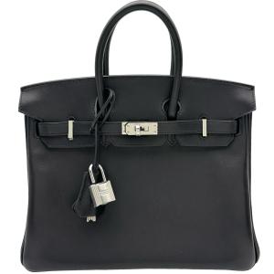 エルメス HERMES バーキン25 K刻印 ブラック系 シルバー金具 ヴォリュプト ハンドバッグ レディース 中古