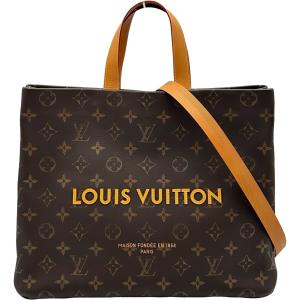 ルイ・ヴィトン LOUIS VUITTON ショッパートートMM M13928 ブラウン モノグラム・レザー トートバッグ メンズ 中古