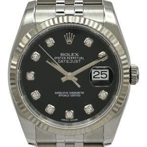 ロレックス ROLEX デイトジャスト36 116234G ブラック ホワイトゴールド/ステンレススチール 腕時計 メンズ 中古