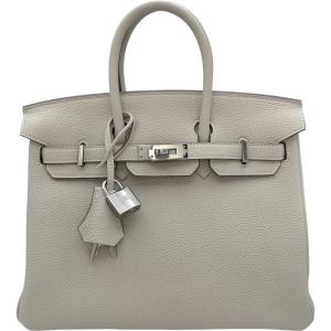エルメス HERMES バーキン25 W刻印 クレ シルバー金具 トゴ ハンドバッグ レディース 中古