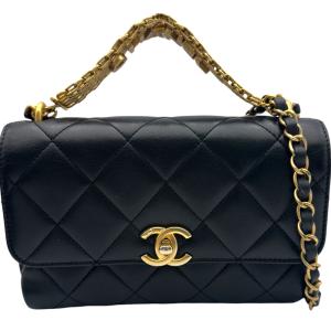 シャネル CHANEL マトラッセロゴチェーンショルダー ASM3241 ブラック ゴールド金具 ラム ショルダーバッグ レディース 中古