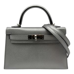 エルメス HERMES ミニケリー2 K刻 アルジャン シルバー金具 シェーブルシャムキラ ショルダーバッグ レディース 中古