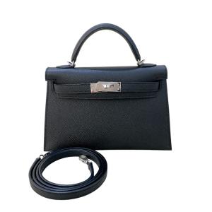 エルメス HERMES ミニケリー２ K刻印　(2025年製) ブラック/シルバー金具 エプソン ショルダーバッグ レディース 中古