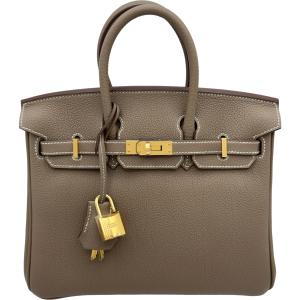 エルメス HERMES バーキン25 G刻印 エトゥープ ゴールド金具 トゴ ハンドバッグ レディース 中古