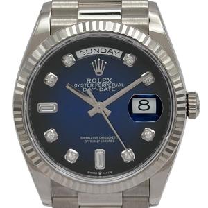 ロレックス ROLEX デイデイト36 128239A ブルーオンブレ ホワイトゴールド 腕時計 メンズ 中古