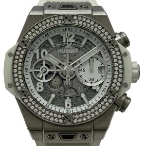 ウブロ HUBLOT ビッグバン ウニコ チタニウム ホワイトダイヤモンド 441.NE.2011.RW.1104 ホワイト チタン 腕時計 メンズ 中古