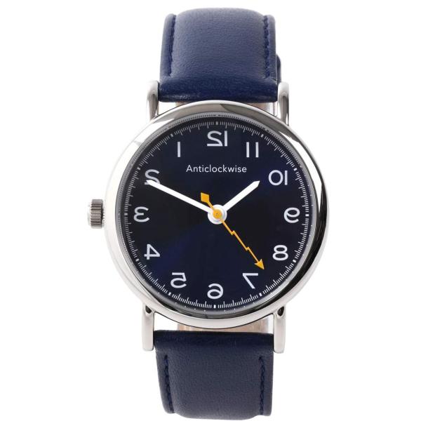 逆回転時計 アンチクロックワイズ Anticlockwise-blue 男女兼用 腕時計 100本限...