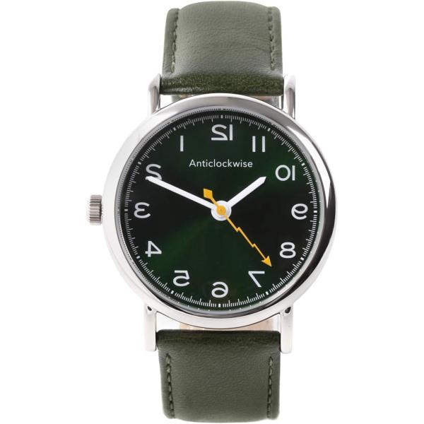 逆回転時計 アンチクロックワイズ Anticlockwise-green 男女兼用 腕時計 50本限...