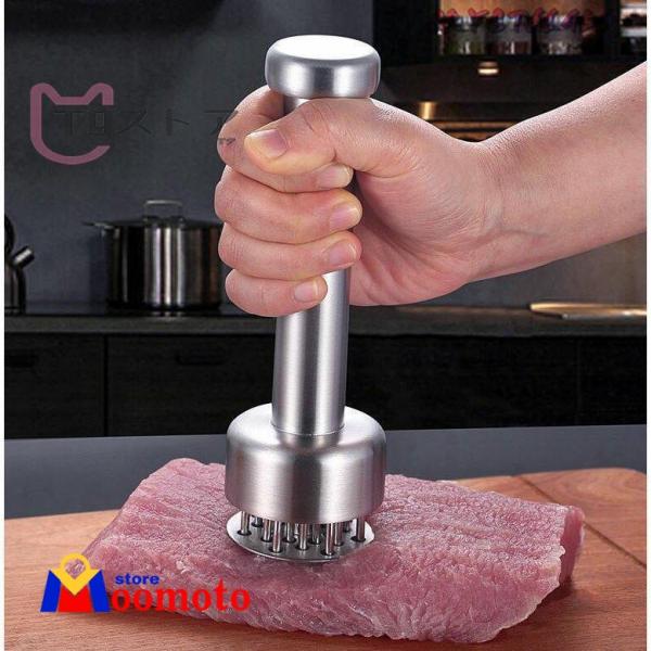 肉筋切り器 ステンレス鋼 ミートテンダライザー 肉たたき 手動ステーキハンマー とんかつ キッチン用...