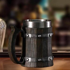木製樽ビールジョッキ タンカード コーヒーマグ コーヒーギフト レストランスタイル B