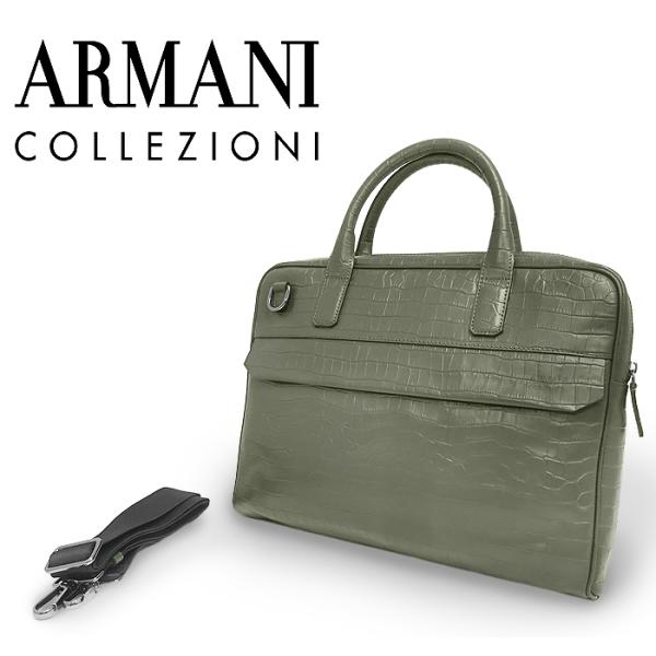 【美品】 アルマーニ コレツォーニ ARMANI 2WAY ビジネスバッグ ブリーフケース 鞄 クロ...