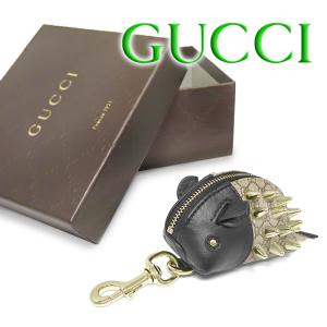 【超美品 ほぼ未使用】 グッチ GUCCI ファスナーコインケース 小銭入れ キーフック付き ハリネズミ GG柄 レザー ブラック 箱付 シリアル有｜oomoto122