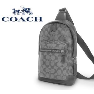 【美品 ほぼ未使用】 コーチ COACH ボディバッグ ショルダーバッグ シグネチャー レザー ブラック グレー メンズ レディース シリアル有｜oomoto122