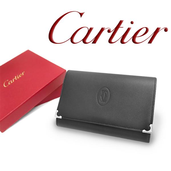 【未使用 超美品】 カルティエ Cartier マストライン 二つ折り財布 がま口財布 ミディアムウ...