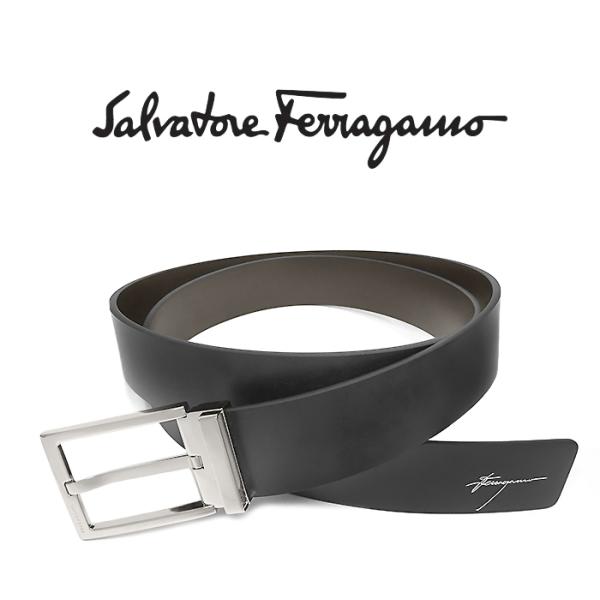 【未使用 超美品】 フェラガモ Ferragamo ベルト ピンバックル レザー 本革 ブラック 黒...