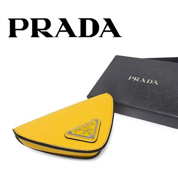 【美品 ほぼ未使用】 プラダ PRADA コインケース 小銭入れ 財布 三角プレート 馬蹄形 レザー...