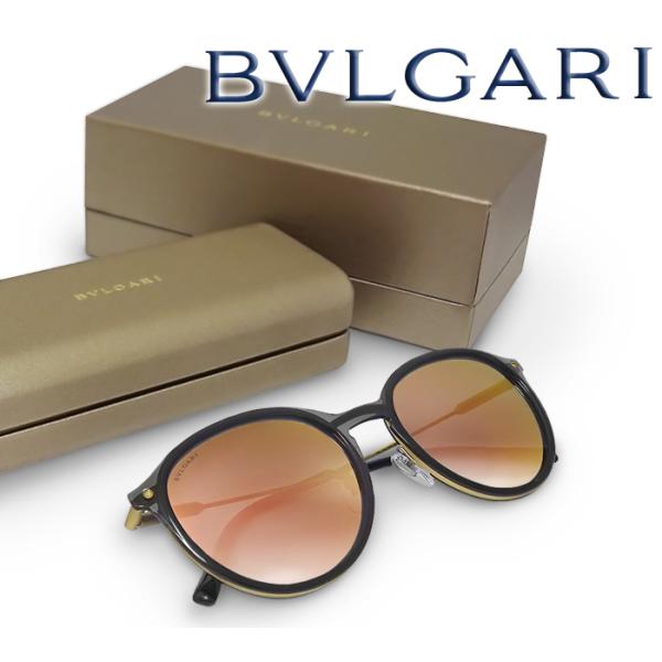 【未使用 超美品】 ブルガリ BVLGARI サングラス ミラーレンズ ボストン型 眼鏡 ブラック ...