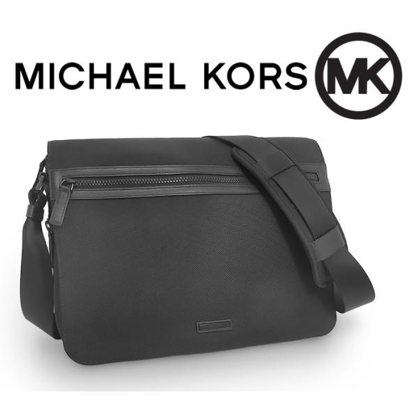 【未使用 超美品】 マイケルコース MK 斜めがけショルダーバッグ キャンバス レザー ブラック メ...