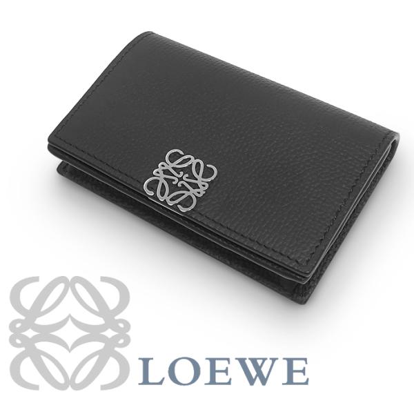 【未使用 超美品】 ロエベ LOEWE アナグラム ホック式 二つ折り名刺入れ カードケース パスケ...