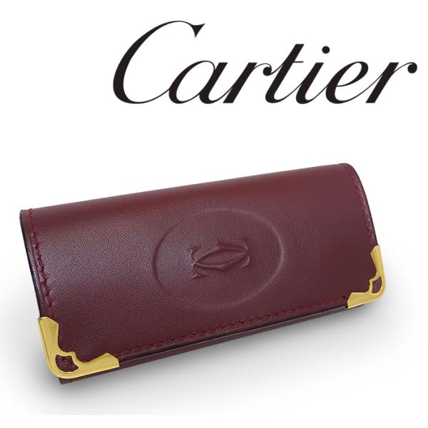 【未使用 超美品】 カルティエ Cartier 4連キーケース マストライン レザー 本革 ボルドー...
