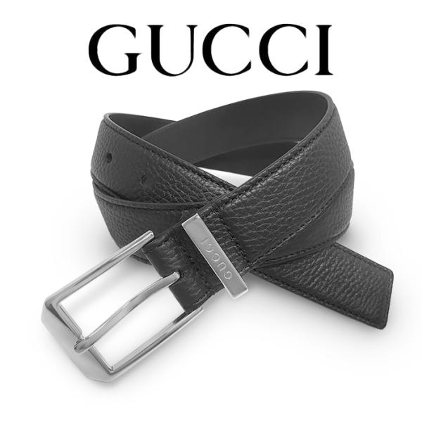 【未使用 美品】 グッチ GUCCI ベルト ピンバックル レザー ブラック 黒 ＃80 75〜85...